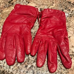 Real leather red gloves